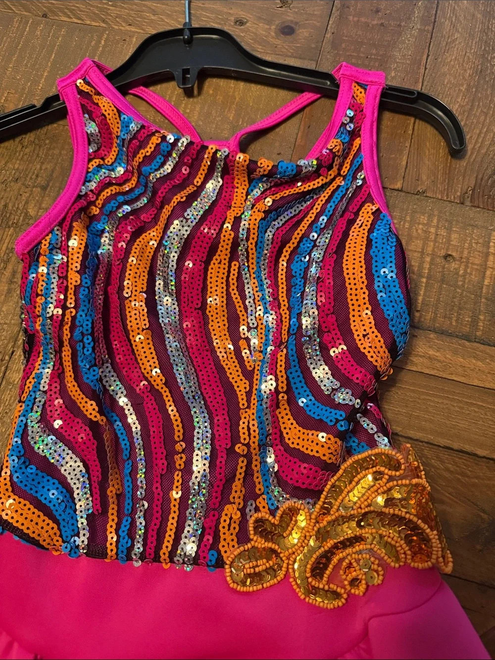 Weissman Hot Pink Sequin Multicolor Dance Dress